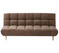 Beliani Canapé-lit Moderne en Tissu 2 Places Fonction Couchage sans Accoudoirs Dossier Capitonné Pieds en Bois Marron Risor