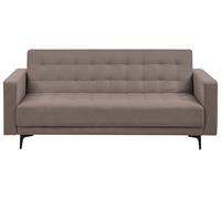 Beliani Canapé-lit Moderne en Tissu 3 Places Capitonné Inclinable Modulable Pieds Noirs avec Accoudoirs Taupe Aberdeen