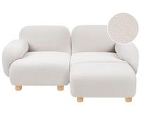 Beliani Canapé Moderne en Bouclé 2 Places Modulable avec Ottoman Pieds en Bois Blanc Cassé Amli