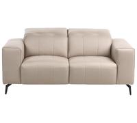 Beliani Canapé Moderne en Cuir PU 2 Places Appuie-Tête Réglable Dossier Rabattable Pieds en Métal Taupe Ommel