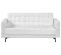 Beliani Canapé Moderne en Cuir PU Similicuir PU 3 Places Inclinable Capitonné Pieds Noirs Blanc Aberdeen