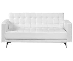 Beliani Canapé Moderne en Cuir PU Similicuir PU 3 Places Inclinable Capitonné Pieds Noirs Blanc Aberdeen