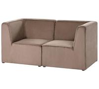 Beliani Canapé Moderne Minimaliste en Velours Côtelé 2 Places 2 Pièces d'angle Beige Sable Lemvig