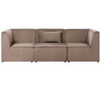 Beliani Canapé Moderne Minimaliste en Velours Côtelé 3 Places 2 Pièces d'angle Beige Sable Lemvig