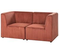 Beliani Canapé Modulable 2 Places Moderne en Velours Côtelé Deux Éléments d'angle Sectionnels Marron Doré Lemvig