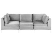 Beliani - Canapé Modulable 3 Places - Evja - 3 Modules, en Velours, Gris