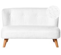 Beliani Canapé pour Enfants Moderne en Bouclé Rembourré avec Accoudoirs Blanc Lote