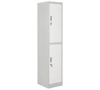 Beliani Casier à 2 Niveaux en Métal Armoire Vestiaire Gymnase Salle de Sport École 2 Portes Blanc et Gris Athlete