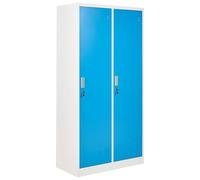 Beliani Casier Double en Métal Armoire Vestiaire Gymnase Salle de Sport École 2 Portes Blanc et Bleu Athlete