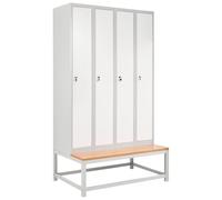 Beliani Casier en Métal avec Banc Armoire Vestiaire Gymnase Salle de Sport École 4 Portes Blanc et Gris Athlete