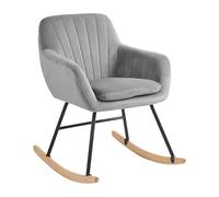 Beliani Chaise à Bascule Type Rocking Chair en Velours Gris pour Coin de Lecture ou Salon au Design Scandinave et Glamour