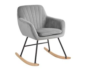 Beliani Chaise à Bascule Type Rocking Chair en Velours Gris pour Coin de Lecture ou Salon au Design Scandinave et Glamour
