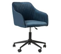 Beliani Chaise à roulettes de Bureau Salon en Velours Bleu Moderne Venice