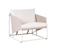 Beliani Chaise Basse en Métal Assise Large avec Coussins d'Assise et Dossier Mobilier Intérieur et Extérieur Jardin Taupe Ponte