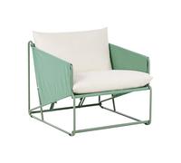 Beliani Chaise Basse en Métal Assise Large avec Coussins d'Assise et Dossier Mobilier Intérieur et Extérieur Jardin Vert Ponte