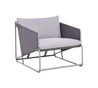 Beliani Chaise Basse en Métal Assise Large avec Coussins d'Assise et Dossier Mobilier Intérieur et Extérieur Jardin Gris Ponte
