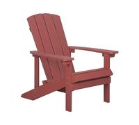 Beliani Chaise Basse Fauteuil de Jardin Effet Bois Rouge avec Accoudoirs et Dossier Confortable Matières Résitantes pour Terrasse Rustique et Campagne