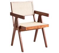 Beliani Chaise d'Appoint Moderne en Bois Dossier en Osier Meuble Salle à Manger Marron Westbrook