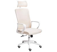 Beliani Chaise de Bureau à Domicile Base Pivotante Réglable en Hauteur Appui-tête en Maille Beige Monarch