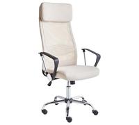 Beliani Chaise de Bureau Beige en Polyester et Tissu Maillé Pivotante et Inclinable Pioneer