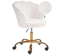 Beliani Chaise de Bureau Blanche en Boucle Glamour Fauteuil Coquillage Pivotant Monticello II