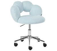 Beliani Chaise de Bureau Bouclé Pivotante à 360° Hauteur Réglable sans Accoudoirs Bleu Clair Whizzy