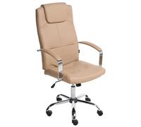 Beliani Chaise de Bureau Classique en Cuir PU Dossier Haut Pivotant et Réglable Beige Sable Winner