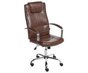 Beliani Chaise de Bureau Classique en Cuir PU Dossier Haut Pivotant et Réglable Marron Winner