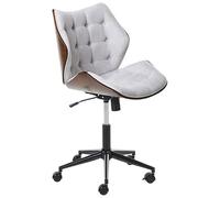 Beliani Chaise de Bureau Élégante Fonction Pivotante et Réglable Contreplaqué Bois Foncé Siège en Lin Gris Lompoc