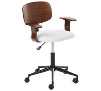 Beliani Chaise de Bureau Élégante Pivotante Réglable Contreplaqué Bois Foncé et Siège en Tissu Polyester Gris Gunnison