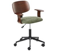 Beliani Chaise de Bureau Élégante Pivotante Réglable Contreplaqué Bois Foncé et Siège en Tissu Polyester Vert Gunnison
