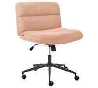 Beliani Chaise de Bureau en Bouclé Rembourrée sans Accoudoirs Siège Pneumatique Base Pivotante Inclinable Rose Pêche CATLIN