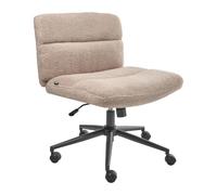 Beliani Chaise de Bureau en Bouclé Rembourrée sans Accoudoirs Siège Pneumatique Base Pivotante Inclinable Beige CATLIN