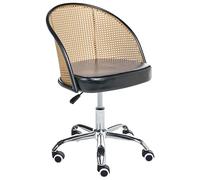 Beliani Chaise de Bureau en Cuir PU et Rotin PE Tresse Viennoise Dossier Pivotant Réglable Noir Baltimore