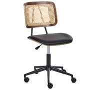 Beliani Chaise de Bureau en Cuir PU Hauteur Réglable Dossier Inclinable Pivotante sans Accoudoirs Noire Ardo