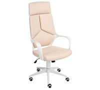 Beliani Chaise de Bureau en Cuir PU Hauteur Réglable Pivotante Dossier Inclinable Beige Clair Delight