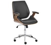 Beliani Chaise de Bureau en Cuir PU Hauteur Réglable Pivotante Inclinable avec Accoudoirs Noir Bendra