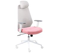 Beliani Chaise de Bureau en Maille Accoudoirs Appui-Têtes Hauteur Réglable Base Pivotante Dossier Inclinable Gris Clair et Rose Oryn