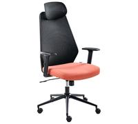 Beliani Chaise de Bureau en Maille Accoudoirs Appui-Têtes Hauteur Réglable Base Pivotante Dossier Inclinable Noir et Rouge Oryn