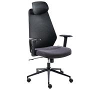 Beliani Chaise de Bureau en Maille Accoudoirs Appui-Têtes Hauteur Réglable Base Pivotante Dossier Inclinable Noire Oryn