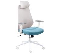 Beliani Chaise de Bureau en Maille Accoudoirs Appui-Têtes Hauteur Réglable Base Pivotante Dossier Inclinable Gris Clair et Bleu Sarcelle Oryn