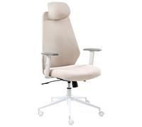 Beliani Chaise de Bureau en Maille Accoudoirs Appui-Têtes Hauteur Réglable Base Pivotante Dossier Inclinable Beige Oryn