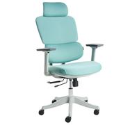 Beliani Chaise de Bureau en Polyester Accoudoirs et Appui-tête Hauteur Réglable Base Pivotante Dossier Inclinable Bleu Sarcelle Viscount