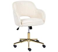 Beliani Chaise de Bureau en Tissu Chenille Base Pivotante Hauteur Réglable Dossier Inclinable Blanc Cassé Ember