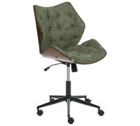 Beliani Chaise de Bureau en Tissu Chenille et Contreplaqué Fonction Pivotante Réglable Pieds en Métal Marron Foncé et Vert Lompoc