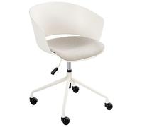 Beliani Chaise de Bureau en Tissu Pivotante Hauteur Réglable Blanc Cassé Gleeful