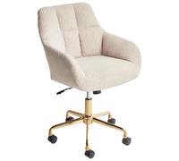 Beliani Chaise de Bureau en Tissu Polyester Structure Métallique Pivotante Réglable Beige Palmdale