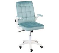 Beliani Chaise de Bureau en Velours Hauteur Réglable Dossier Inclinable Pivotante Bleu Clair Dandy