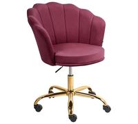 Beliani Chaise de Bureau en Velours Hauteur Réglable Pivotante Forme Coquillage Bordeaux Monticello