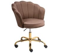 Beliani Chaise de Bureau en Velours Hauteur Réglable Pivotante Forme Coquillage Marron Monticello